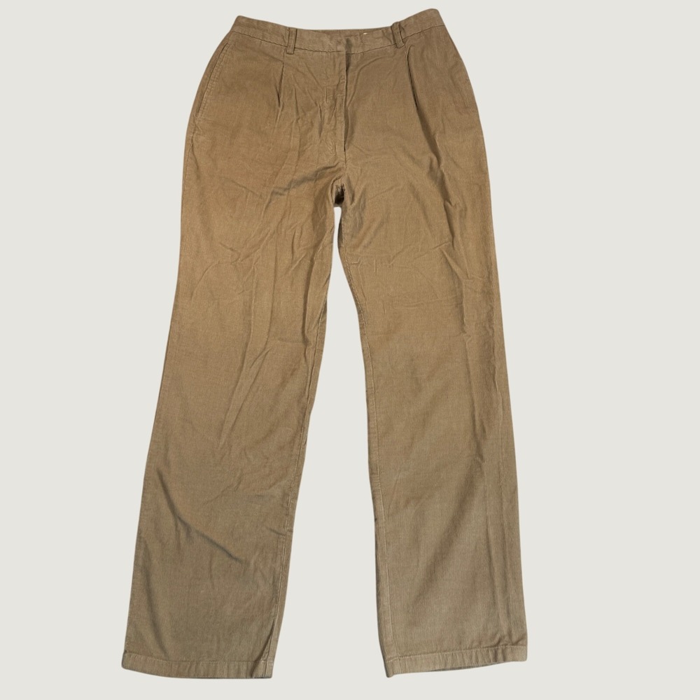 Vintage Y2K Eddie Bauer Chino Corduroy Pants Women 12 Tan Pleated Straight NWT